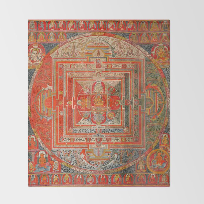 Tibetan Buddhist Mandala Manjuvajra 43 Deities Throw Blanket Gallery Image 2