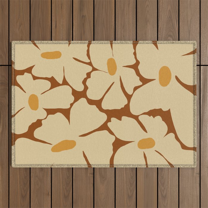 Retro fun floral  Outdoor Rug Gallery Image 1