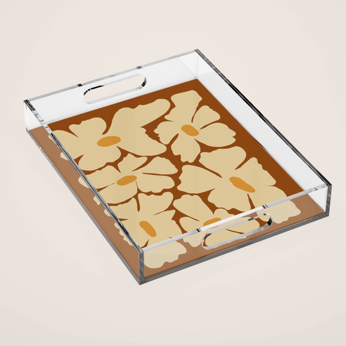 Retro fun floral  Acrylic Tray Gallery Image 1