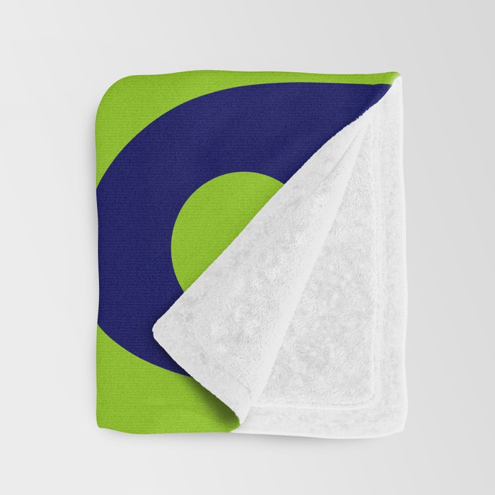 Mid Century Modern Piquet Abstract Pattern in Lime Green and Bright Navy Blue Throw Blanket Gallery Image 3