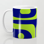 Mid Century Modern Piquet Abstract Pattern in Lime Green and Bright Navy Blue Coffee Mug Gallery Image 3