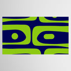Mid Century Modern Piquet Abstract Pattern in Lime Green and Bright Navy Blue Tablecloth Gallery Image 2