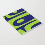 Mid Century Modern Piquet Abstract Pattern in Lime Green and Bright Navy Blue Notebook Gallery Image 2