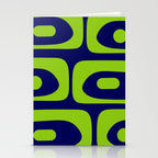 Mid Century Modern Piquet Abstract Pattern in Lime Green and Bright Navy Blue Stationery Card Gallery Image 2