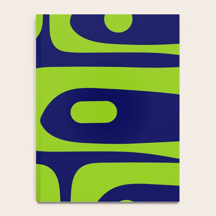 Mid Century Modern Piquet Abstract Pattern in Lime Green and Bright Navy Blue Notebook Gallery Image 4