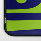 Mid Century Modern Piquet Abstract Pattern in Lime Green and Bright Navy Blue Laptop Sleeve Gallery Image 3