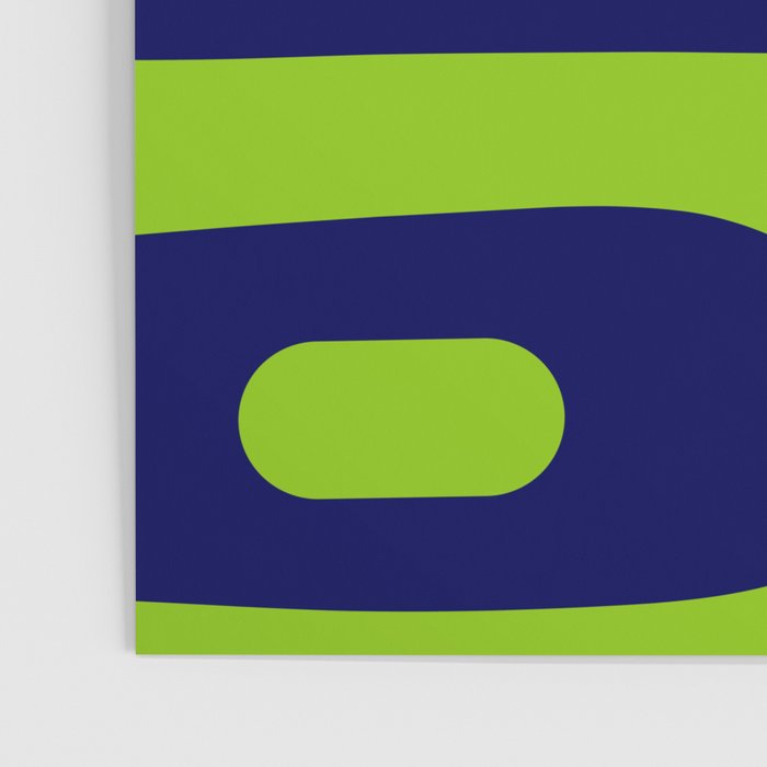 Mid Century Modern Piquet Abstract Pattern in Lime Green and Bright Navy Blue Poster Gallery Image 3