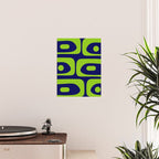 Mid Century Modern Piquet Abstract Pattern in Lime Green and Bright Navy Blue Poster Gallery Image 2