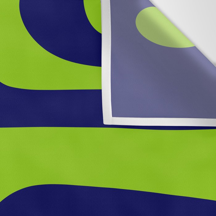 Mid Century Modern Piquet Abstract Pattern in Lime Green and Bright Navy Blue Wall Tapestry Gallery Image 3