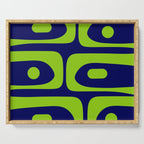 Mid Century Modern Piquet Abstract Pattern in Lime Green and Bright Navy Blue Serving Tray Gallery Image 1