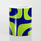 Mid Century Modern Piquet Abstract Pattern in Lime Green and Bright Navy Blue Coffee Mug Gallery Image 4