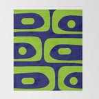 Mid Century Modern Piquet Abstract Pattern in Lime Green and Bright Navy Blue Throw Blanket Gallery Image 2