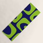 Mid Century Modern Piquet Abstract Pattern in Lime Green and Bright Navy Blue Yoga Mat Gallery Image 1