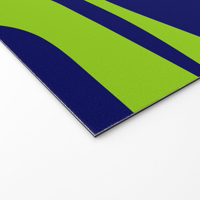 Mid Century Modern Piquet Abstract Pattern in Lime Green and Bright Navy Blue Welcome Mat Gallery Image 2