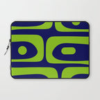 Mid Century Modern Piquet Abstract Pattern in Lime Green and Bright Navy Blue Laptop Sleeve Gallery Image 1
