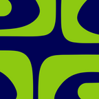 Mid Century Modern Piquet Abstract Pattern in Lime Green and Bright Navy Blue Coffee Mug Gallery Image 2