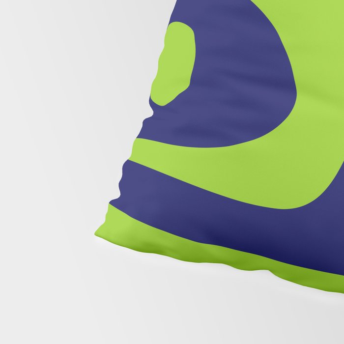 Mid Century Modern Piquet Abstract Pattern in Lime Green and Bright Navy Blue Pillow Sham Gallery Image 4