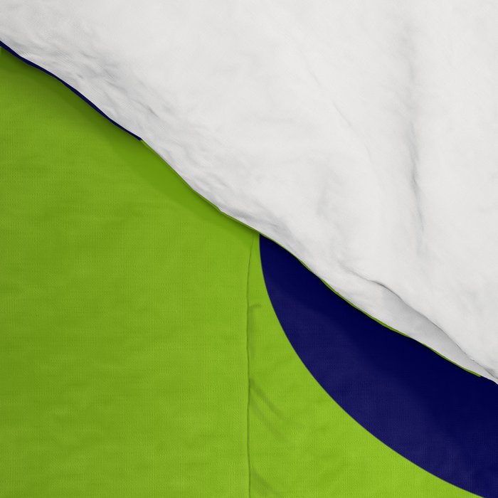 Mid Century Modern Piquet Abstract Pattern in Lime Green and Bright Navy Blue Comforter Gallery Image 4