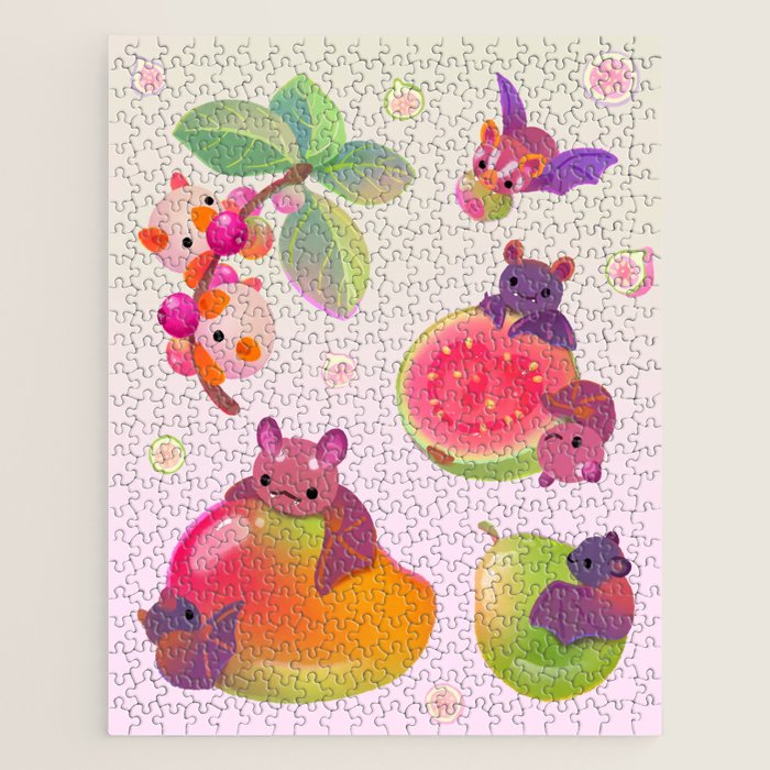  Fruit and bat - pastel Jigsaw Puzzle Gallery Image 1
