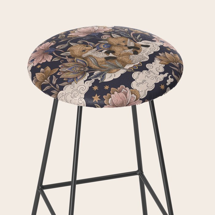 Fox Cubs in Moonlit Garden Stool Gallery Image 2