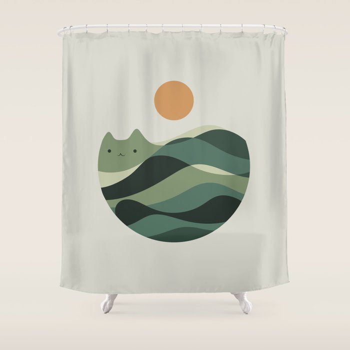 Cat Landscape 123 Shower Curtain Gallery Image 1
