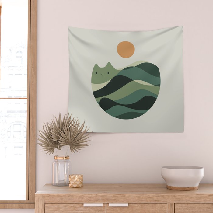 Cat Landscape 123 Wall Tapestry Gallery Image 2