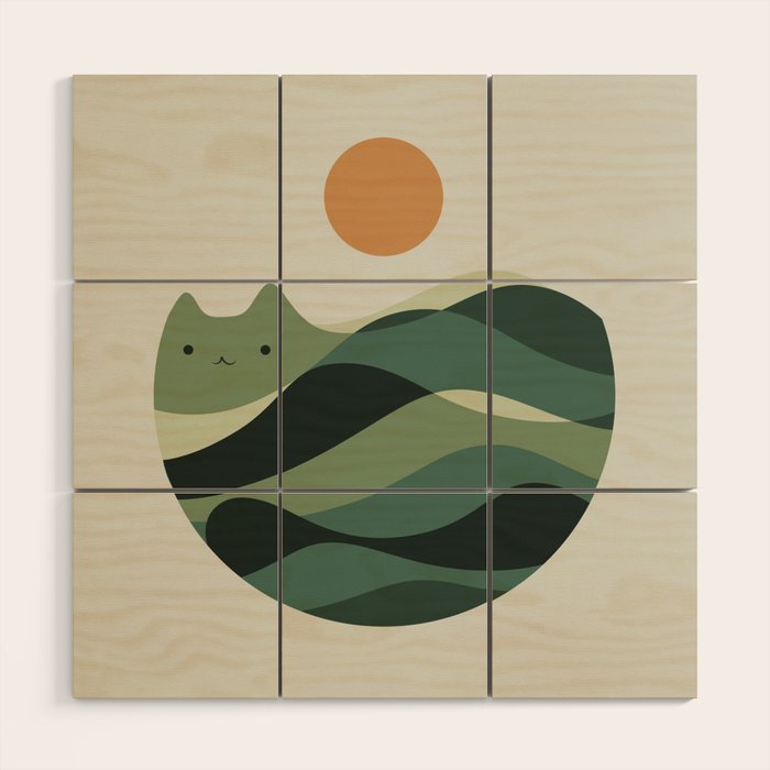 Cat Landscape 123 Wood Wall Art Gallery Image 1