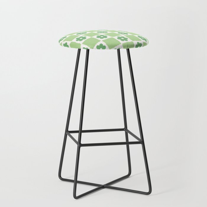Flower Check in Forest Green Pattern Stool Gallery Image 1