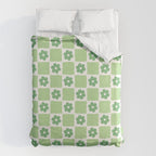 Flower Check in Forest Green Pattern Duvet Cover Gallery Image 6