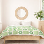 Flower Check in Forest Green Pattern Duvet Cover Gallery Image 3