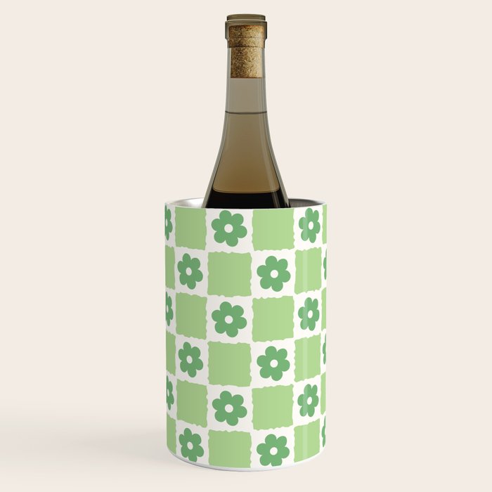 Flower Check in Forest Green Pattern Wine Chiller Gallery Image 2