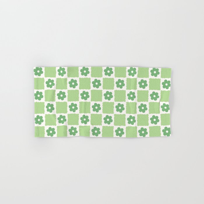 Flower Check in Forest Green Pattern Bath Towel Gallery Image 1
