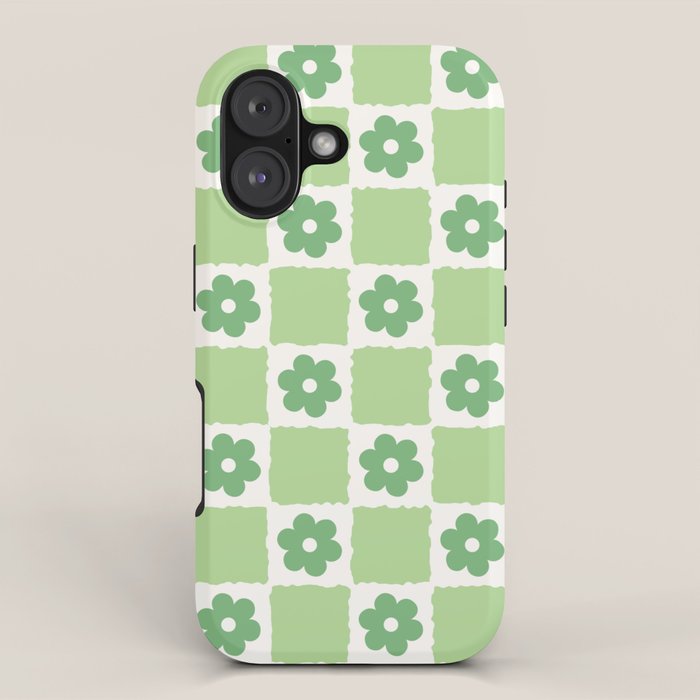 Flower Check in Forest Green Pattern iPhone Case Gallery Image 1