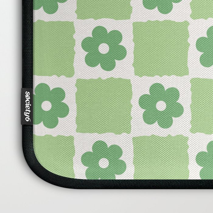 Flower Check in Forest Green Pattern Laptop Sleeve Gallery Image 3