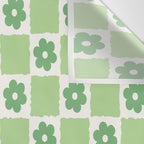 Flower Check in Forest Green Pattern Wall Tapestry Gallery Image 3
