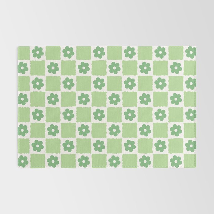 Flower Check in Forest Green Pattern Rug Gallery Image 2