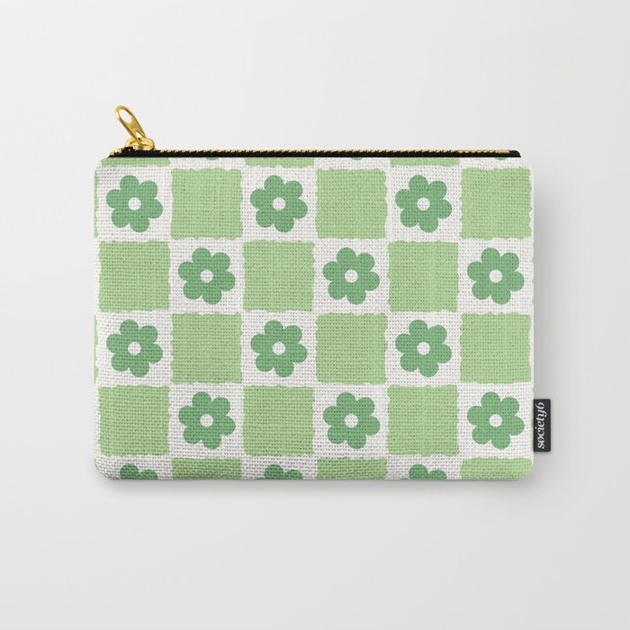 Flower Check in Forest Green Pattern Carry All Pouch Gallery Image 1
