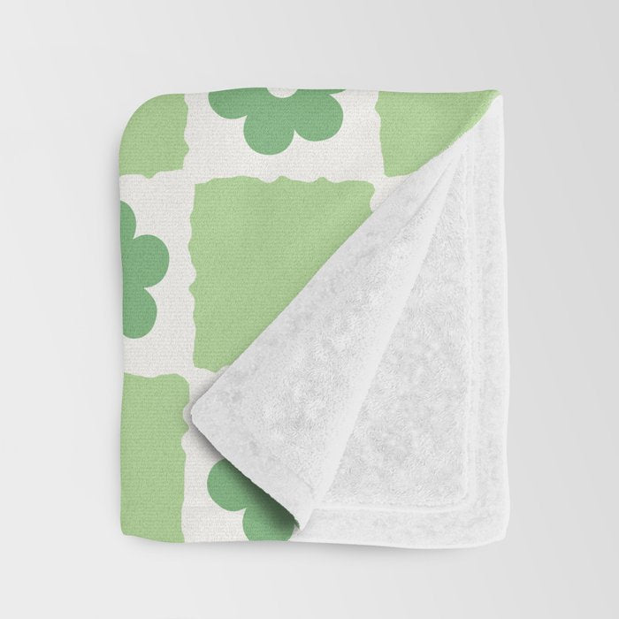 Flower Check in Forest Green Pattern Throw Blanket Gallery Image 3