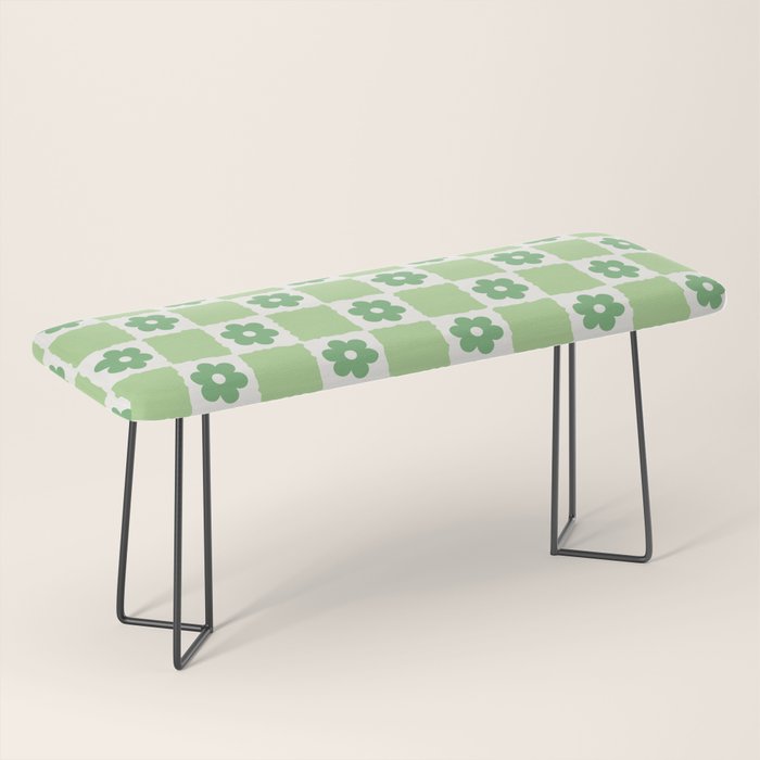 Flower Check in Forest Green Pattern Bench Gallery Image 1