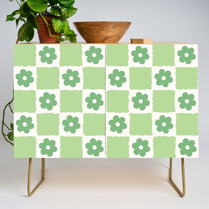 Flower Check in Forest Green Pattern Credenza Gallery Image 1