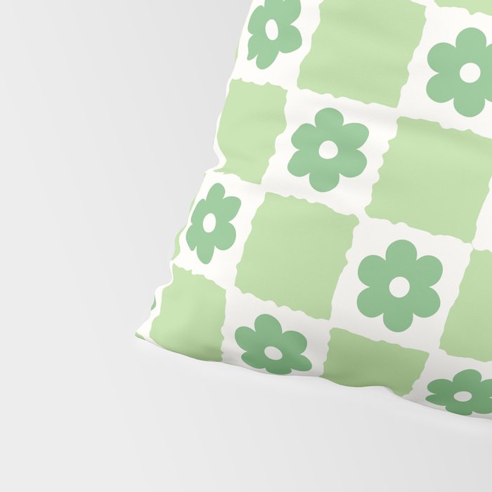 Flower Check in Forest Green Pattern Pillow Sham Gallery Image 4