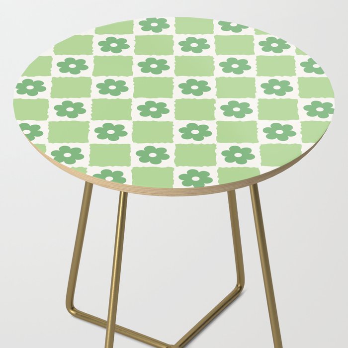 Flower Check in Forest Green Pattern Side Table Gallery Image 2