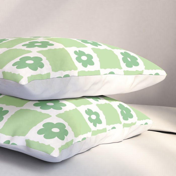 Flower Check in Forest Green Pattern Pillow Sham Gallery Image 3