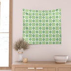 Flower Check in Forest Green Pattern Wall Tapestry Gallery Image 2