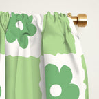 Flower Check in Forest Green Pattern Window Curtain Gallery Image 2