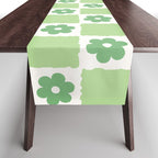 Flower Check in Forest Green Pattern Table Runner Gallery Image 1