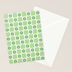 Flower Check in Forest Green Pattern Stationery Card Gallery Image 2