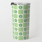 Flower Check in Forest Green Pattern Travel Mug Gallery Image 3