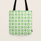 Flower Check in Forest Green Pattern Tote Bag Gallery Image 1