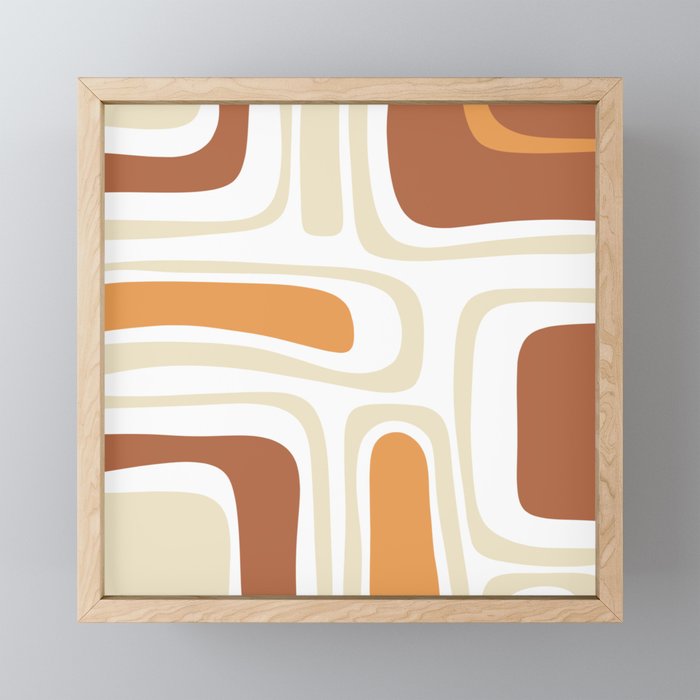 Palm Springs Mid-Century Minimalist Abstract Brown Ochre Beige White Mini Art Print Gallery Image 1